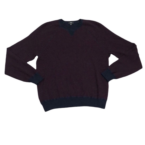 Vince Sweater Size Small Burgundy Navy Blue Wool Blend - Picture 1 of 9
